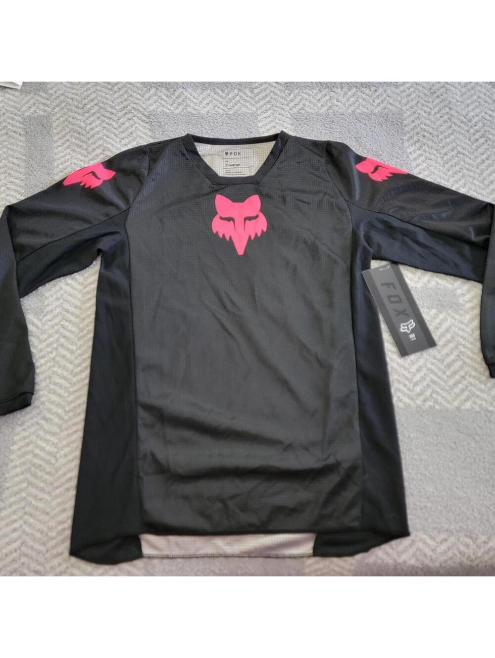 Fox Racing black & pink jersey with pink fox head logo